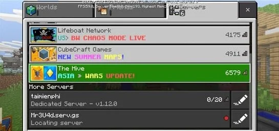 ket noi server minecraft pe thanh cong