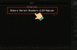 shader hien thi trong danh sach minecraft